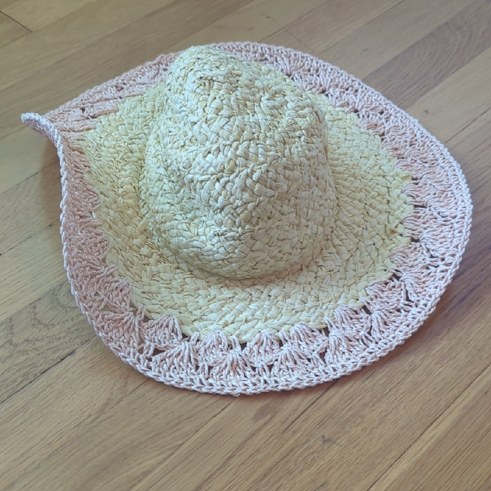 Straw Sun Hat with Pink Trim